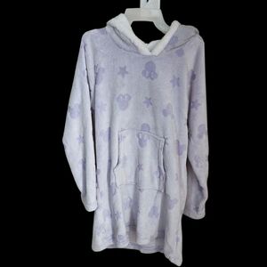 Disney Purple Sherpa Lines Hooded Robe with Mickey Mouse Pattern Size L